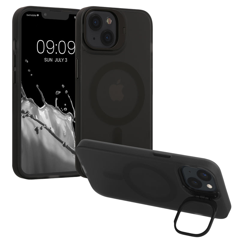 kwmobile Hülle kompatibel mit Apple iPhone 13 Hülle - Hard Case mit erhöhtem Rand - Kameraschutz integriert Schwarz Transparent Schwarz  