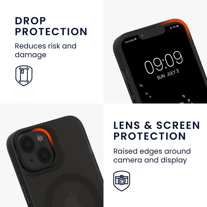 kwmobile Hülle kompatibel mit Apple iPhone 13 Hard Case mit erhöhtem Rand Kameraschutz integriert Transparent