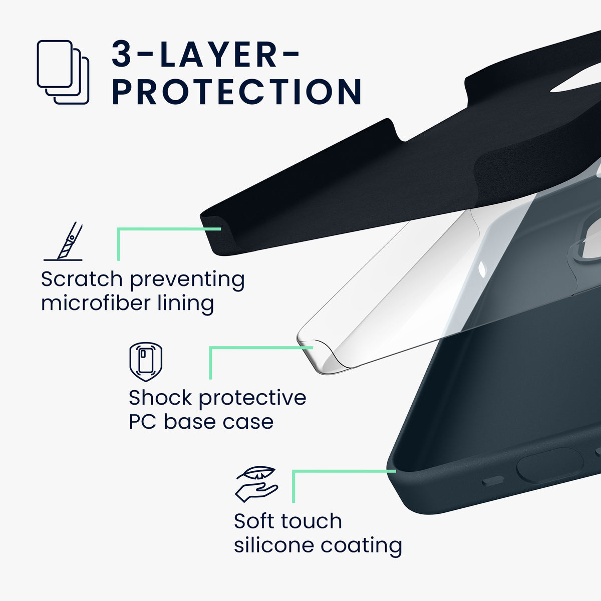 kwmobile Handyhülle für iPhone 15 Pro Case - kabelloses Laden - Hülle Silikon