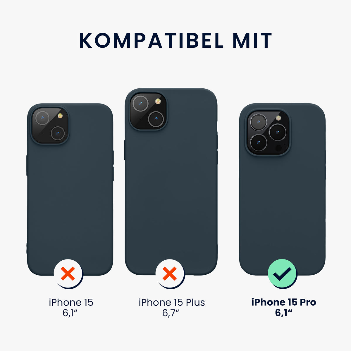 kwmobile Handyhülle für iPhone 15 Pro Case - kabelloses Laden - Hülle Silikon