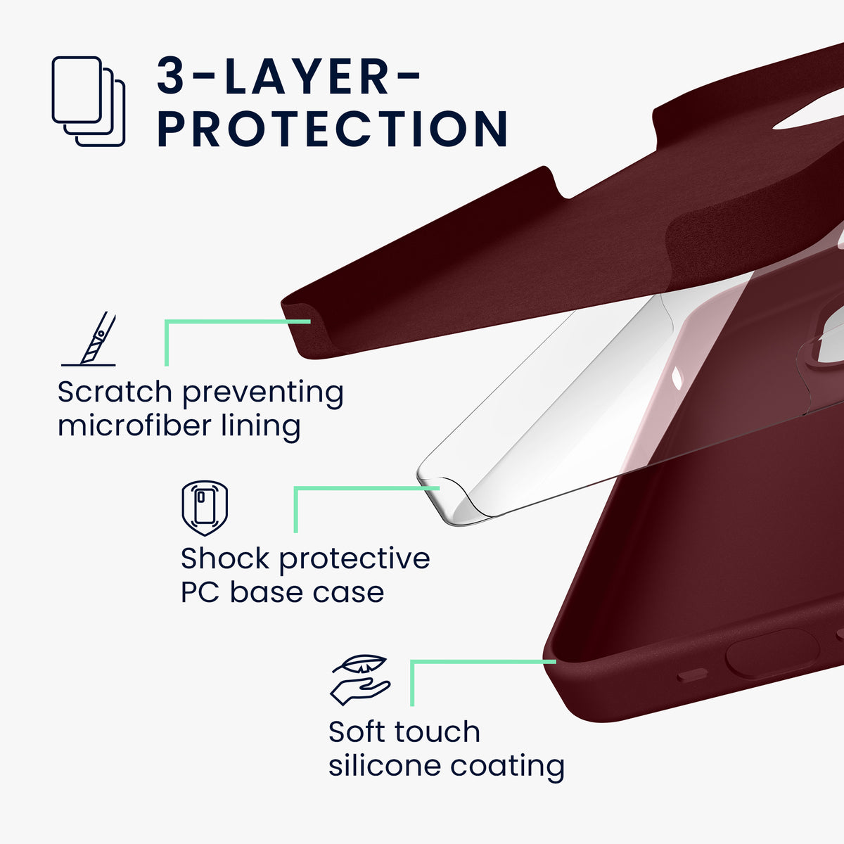 kwmobile Handyhülle für iPhone 15 Pro Case - kabelloses Laden - Hülle Silikon