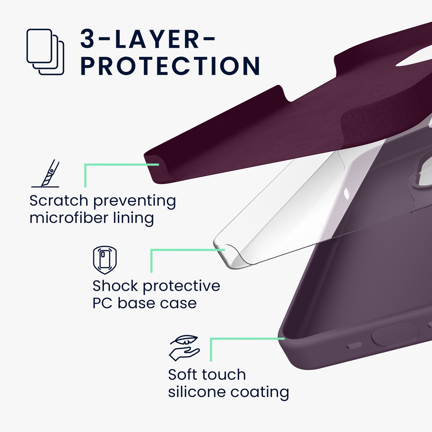kwmobile Handyhülle für iPhone 15 Pro Case - kabelloses Laden - Hülle Silikon