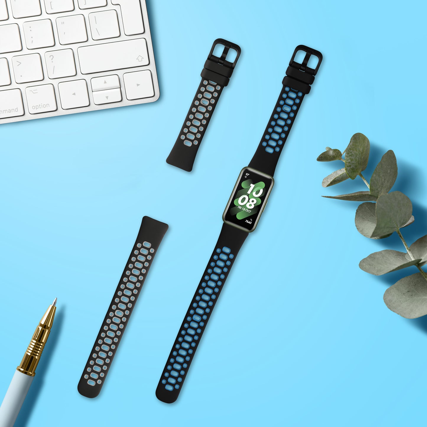 kwmobile Uhrenarmband für Huawei Band 10 / 9 / 8 Armband - Fitnesstracker Band Set aus Silikon - Ersatzarmband Smartwatch