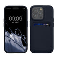 kwmobile Handyhülle für Apple iPhone 15 Pro Hülle mit Kartenfach - TPU Case - Kabelloses Laden - Schutzhülle Cover in Dunkelblau Dunkelblau  