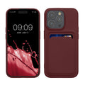 kwmobile Handyhülle für Apple iPhone 15 Pro Hülle mit Kartenfach - TPU Case - Kabelloses Laden - Schutzhülle Cover in Tawny Red Tawny Red  