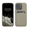 kwmobile Handyhülle für Apple iPhone 15 Pro Hülle mit Kartenfach - TPU Case - Kabelloses Laden - Schutzhülle Cover in Hellgrau matt Hellgrau matt  