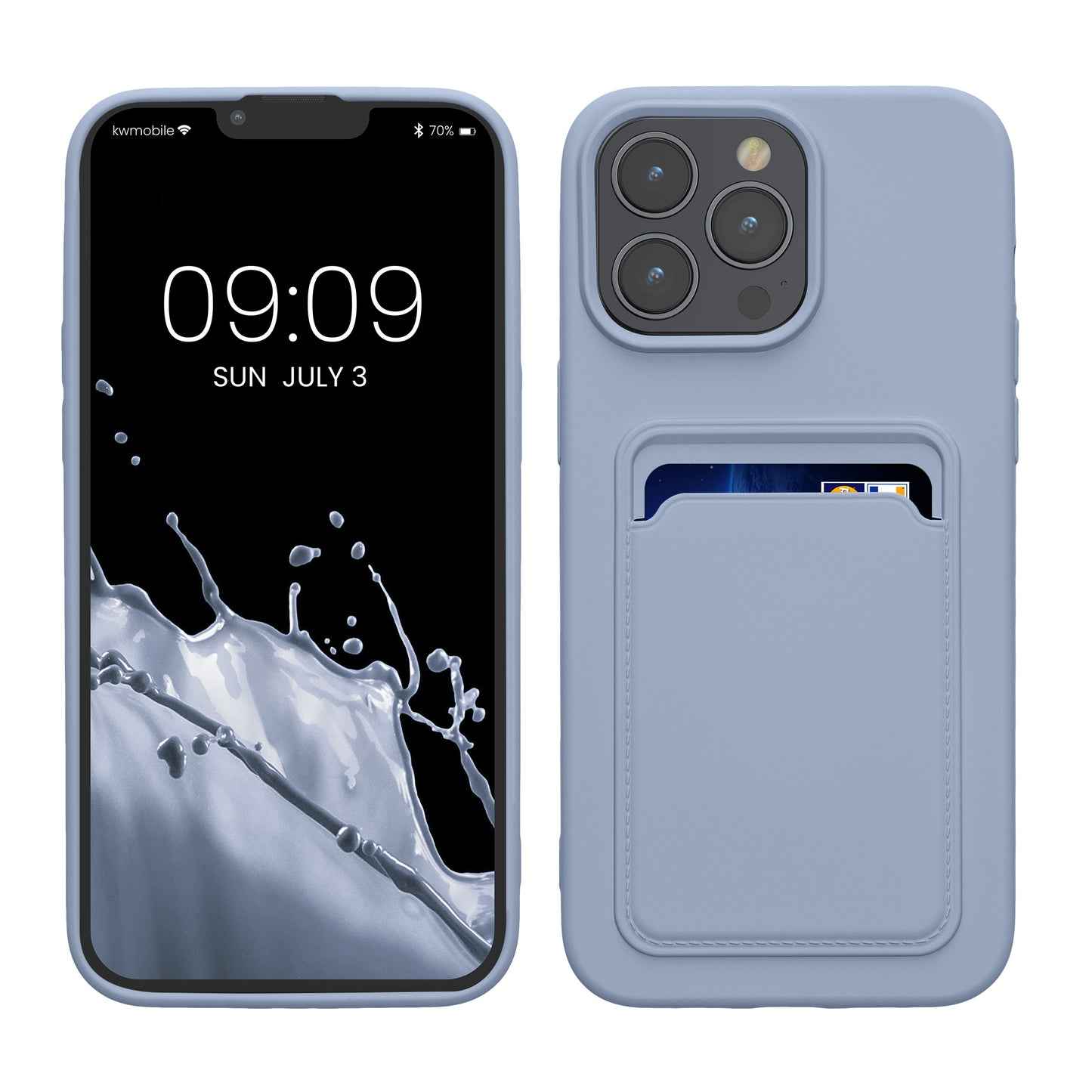 kwmobile Handyhülle für Apple iPhone 15 Pro Max Hülle mit Kartenfach - TPU Case - Kabelloses Laden - Schutzhülle Cover in Lavendel Lavendel  