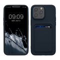 kwmobile Handyhülle für Apple iPhone 15 Pro Max Hülle mit Kartenfach - TPU Case - Kabelloses Laden - Schutzhülle Cover in Dunkelblau Dunkelblau  
