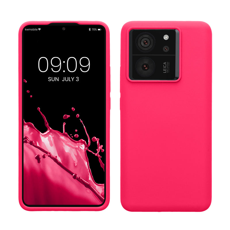 kwmobile Handyhülle für Xiaomi 13T / 13T Pro Hülle - Case Silikon - Kabelloses Laden - Schutzhülle Cover in Neon Pink Neon Pink  