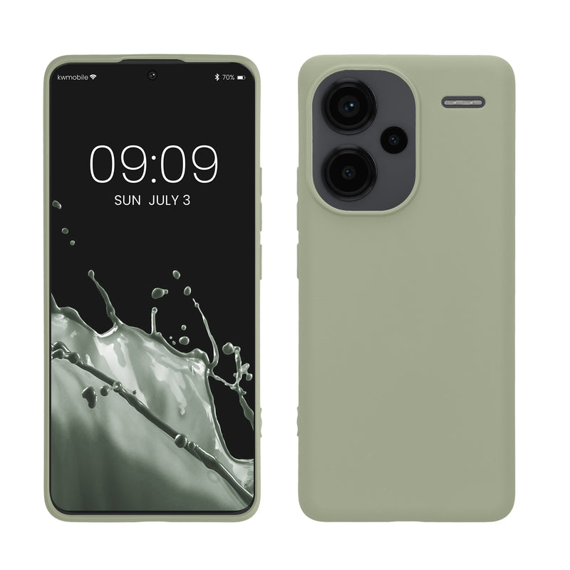 kwmobile Handyhülle für Xiaomi Redmi Note 13 Pro+ 5G / Redmi Note 13 Pro Plus 5G Hülle - TPU Case - Kabelloses Laden - Schutzhülle Cover in Graugrün Graugrün  