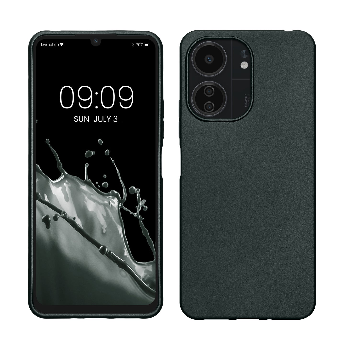 kwmobile Handyhülle für Xiaomi Poco C65 / Redmi 13C Hülle - Silikon Case metallisch schimmernd - Schutzhülle Cover - Metallic Petrol Metallic Petrol  