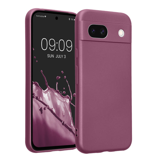 kwmobile Handyhülle für Google Pixel 8a Hülle - weiche Silikon Case metallisch schimmernd - Schutzhülle Cover - Metallic Lavendel Metallic Lavendel  