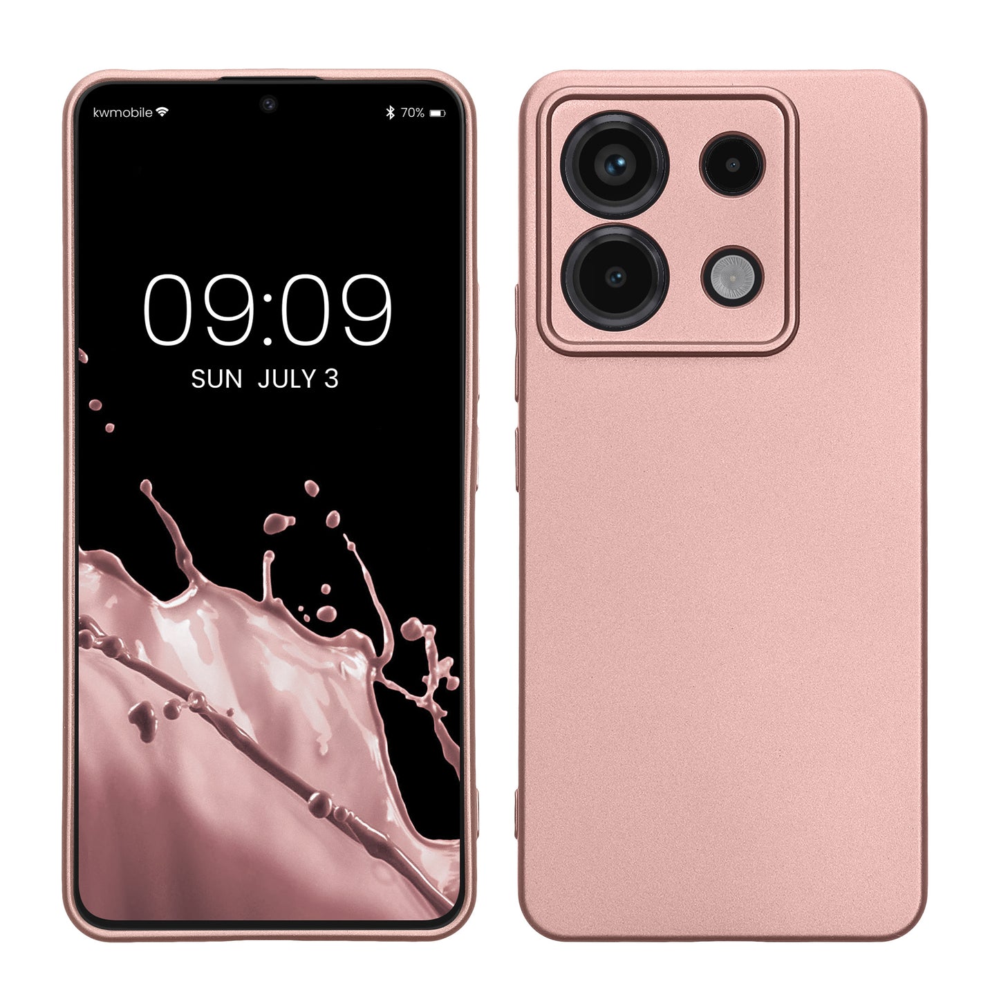 kwmobile Handyhülle für Xiaomi Redmi Note 13 Pro 5G / Poco X6 5G Hülle - Silikon Case metallisch schimmernd - Schutzhülle Cover - Metallic Rosegold Metallic Rosegold  