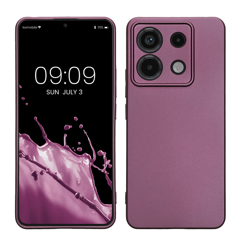 kwmobile Handyhülle für Xiaomi Redmi Note 13 Pro 5G / Poco X6 5G Hülle - Silikon Case metallisch schimmernd - Schutzhülle Cover - Metallic Lavendel Metallic Lavendel  