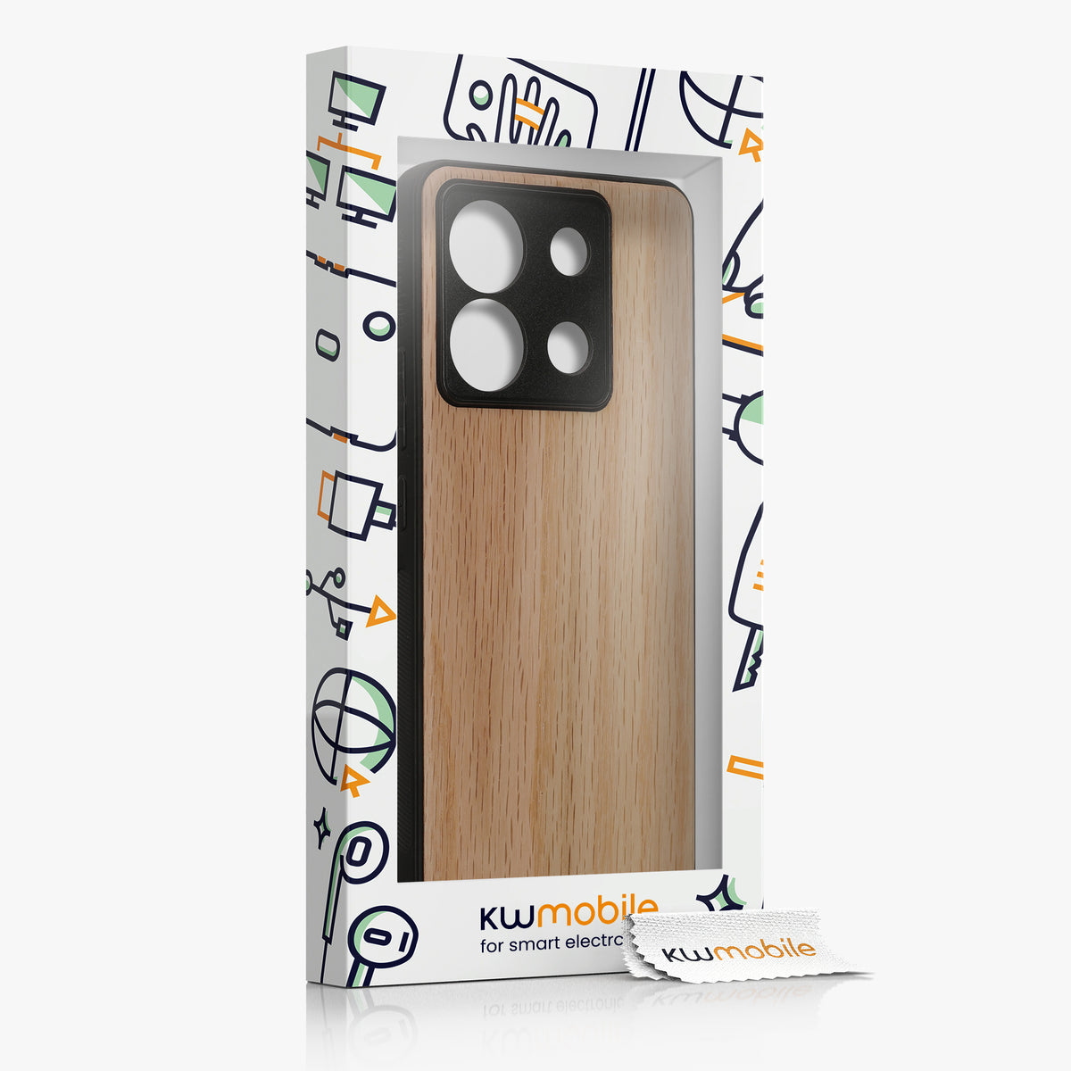 Holz Hardcase mit TPU Bumper für Xiaomi Redmi Note 13 Pro 5G / Poco X6 5G stoßfest