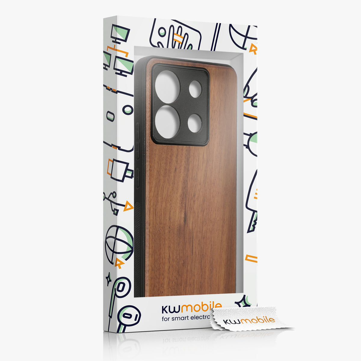 Holz Hardcase mit TPU Bumper für Xiaomi Redmi Note 13 Pro 5G / Poco X6 5G stoßfest