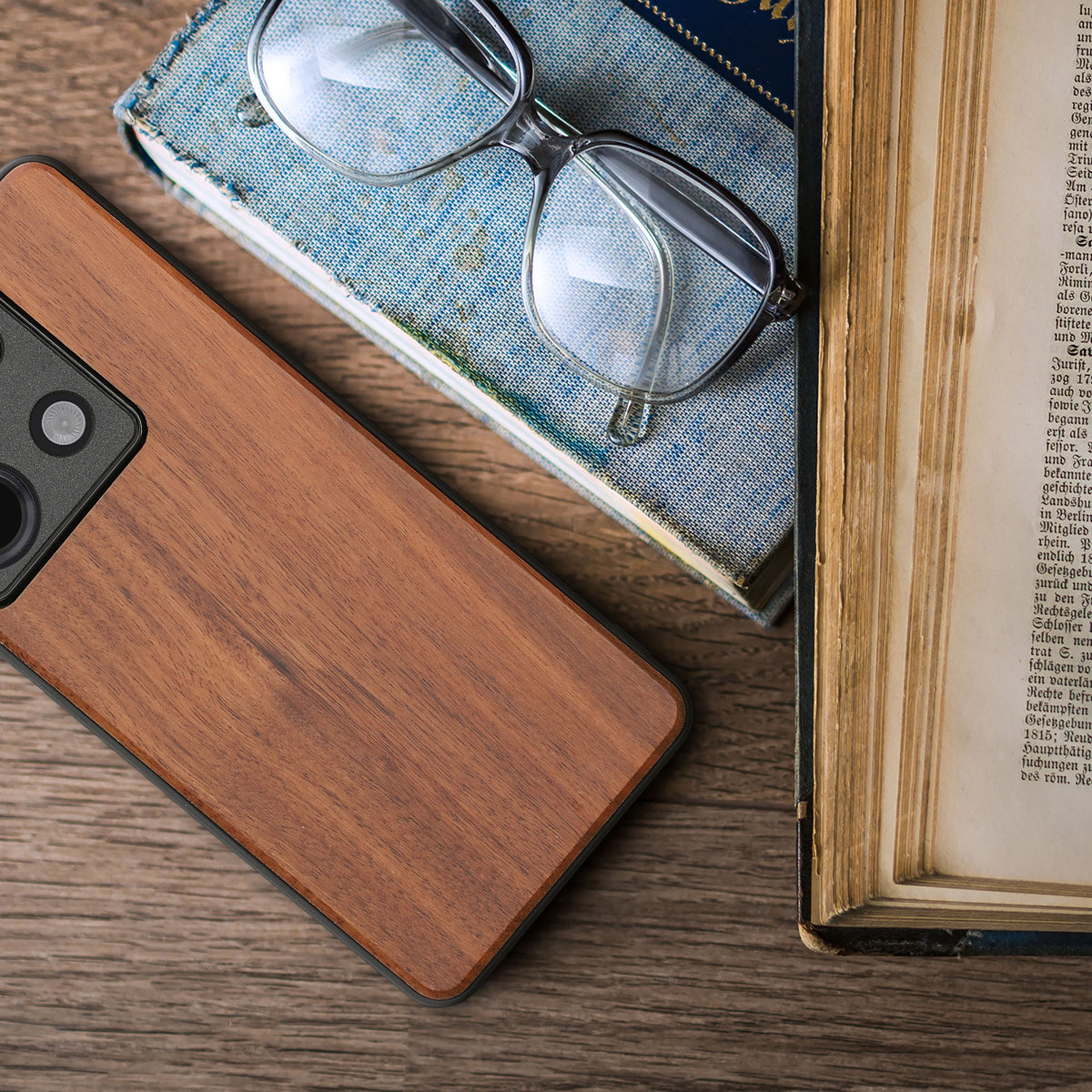 Holz Hardcase mit TPU Bumper für Xiaomi Redmi Note 13 Pro 5G / Poco X6 5G stoßfest