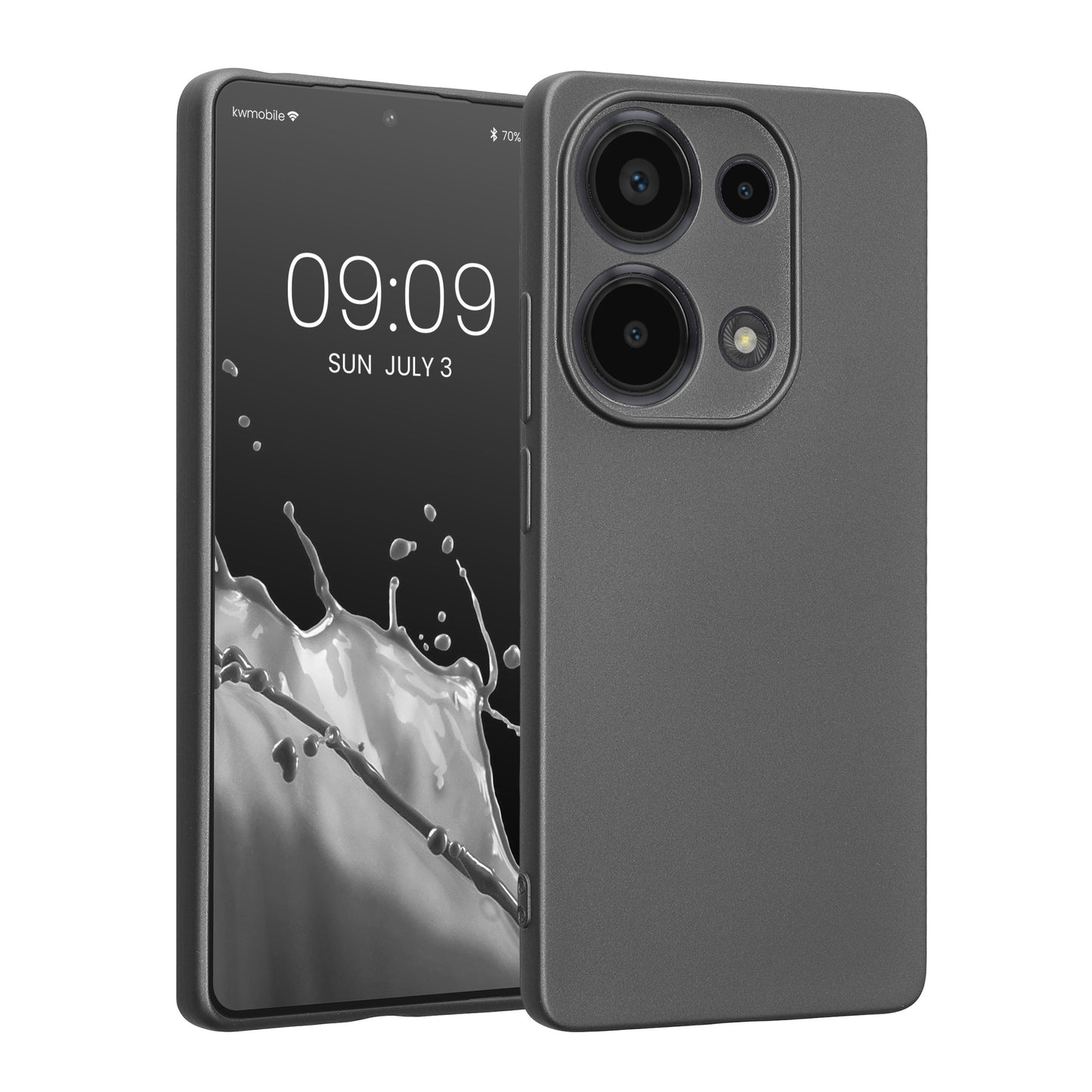 kwmobile Handyhülle für Xiaomi Redmi Note 13 Pro 4G Hülle - weiche Silikon Case metallisch schimmernd - Schutzhülle Cover - Metallic Grau Metallic Grau  