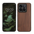 kwmobile Handyhülle für Xiaomi 14 5G Hülle Holz - Case mit TPU Bumper - Stoßfestes Hardcase - Schutzhülle Cover in Braun Braun  