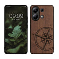 Holz Hardcase mit TPU Bumper für Xiaomi Redmi Note 13 4G Kompass Vintage