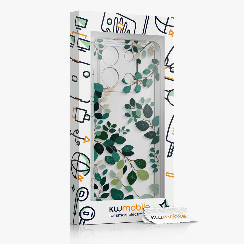kwmobile Hülle kompatibel mit Xiaomi Redmi Note 13 5G Handyhülle - Silikon Case transparent - Mit Glas Schutzfolie
