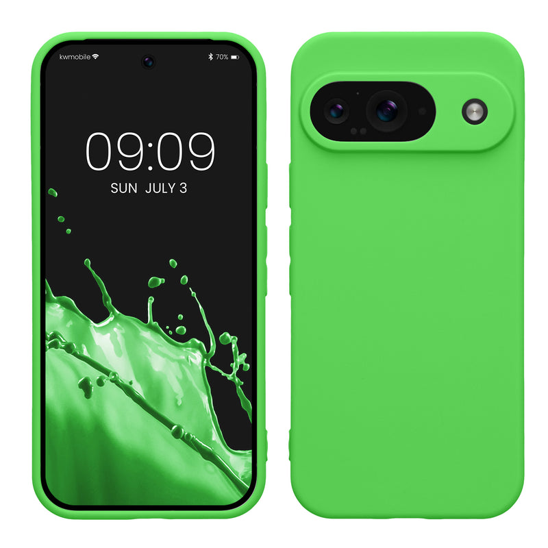 kwmobile Handyhülle für Google Pixel 9 Hülle - weiches Handy Silikon Case - Schutzhülle Cover - Limettengrün Limettengrün  