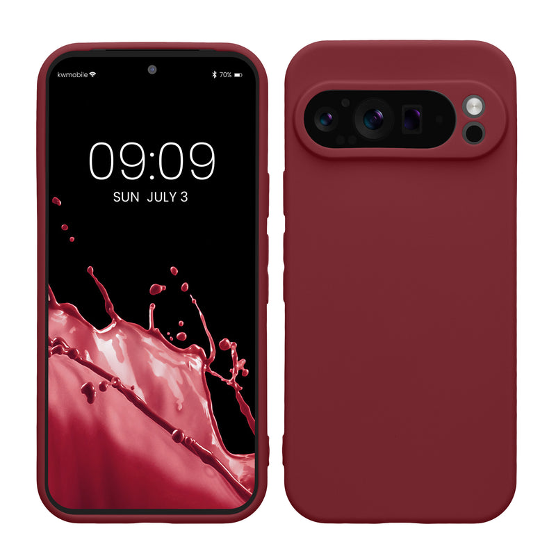 kwmobile Handyhülle für Google Pixel 9 Pro Hülle - weiches Handy Silikon Case - Schutzhülle Cover - Bordeaux Violett Bordeaux Violett  