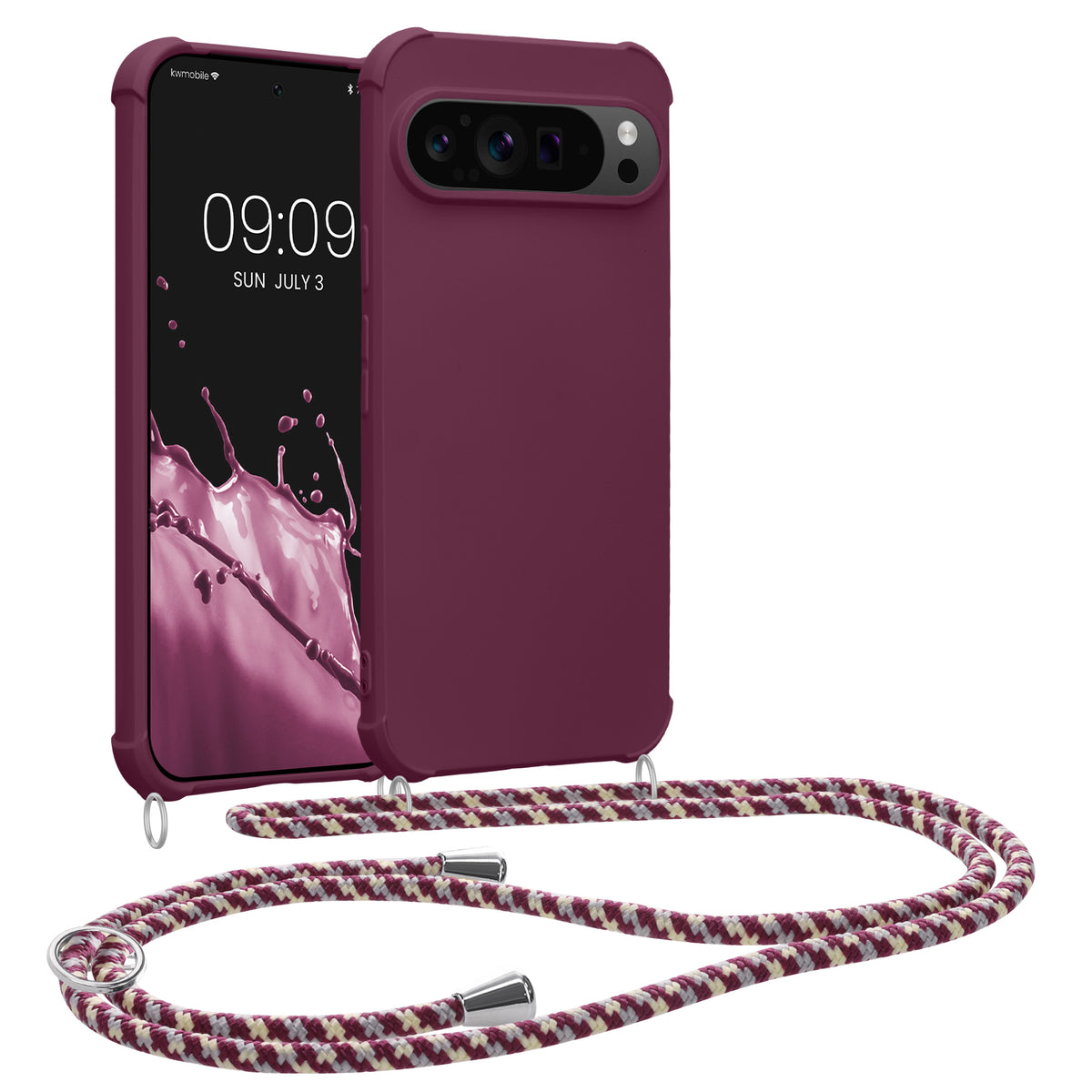 kwmobile Necklace Case kompatibel mit Google Pixel 9 / Pixel 9 Pro Hülle - Cover mit Kordel zum Umhängen - Silikon Schutzhülle