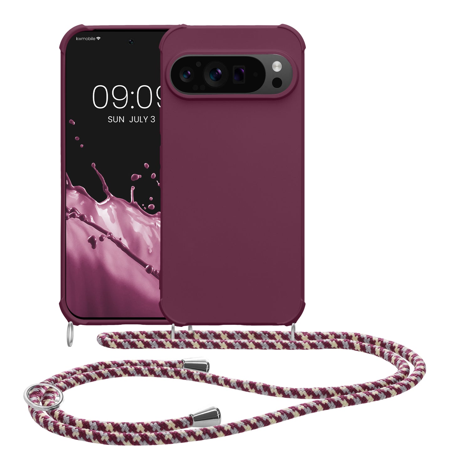 kwmobile Necklace Case kompatibel mit Google Pixel 9 / Pixel 9 Pro Hülle - Cover mit Kordel zum Umhängen - Silikon Schutzhülle