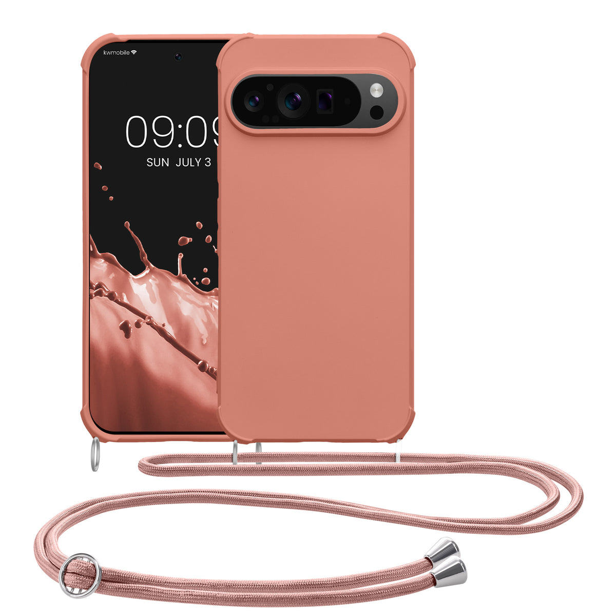 kwmobile Necklace Case kompatibel mit Google Pixel 9 / Pixel 9 Pro Hülle - Cover mit Kordel zum Umhängen - Silikon Schutzhülle