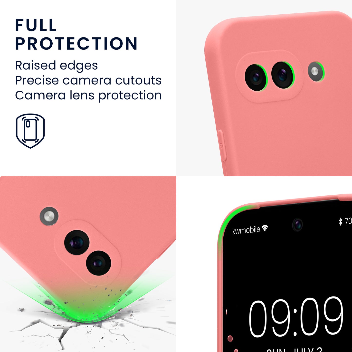 kwmobile Handyhülle für Google Pixel 9a Hülle - weiches Handy Silikon Case - Schutzhülle Cover