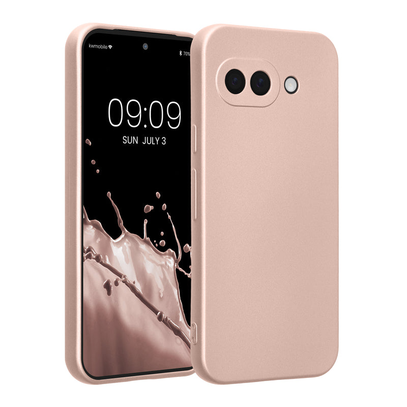 kwmobile Handyhülle für Google Pixel 9a Hülle - weiche Silikon Case metallisch schimmernd - Schutzhülle Cover - Metallic Rosegold Metallic Rosegold  
