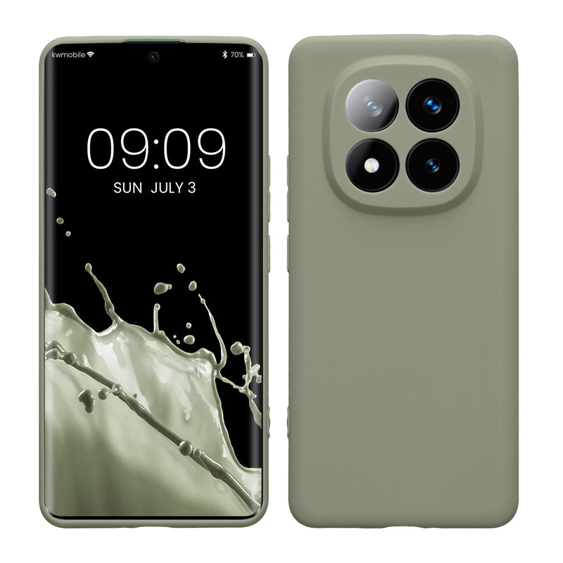 kwmobile Handyhülle für Xiaomi Redmi Note 14 Pro+ 5G / Redmi Note 14 Pro Plus 5G Hülle - weiches Handy Silikon Case - Schutzhülle Cover - Graugrün Graugrün  