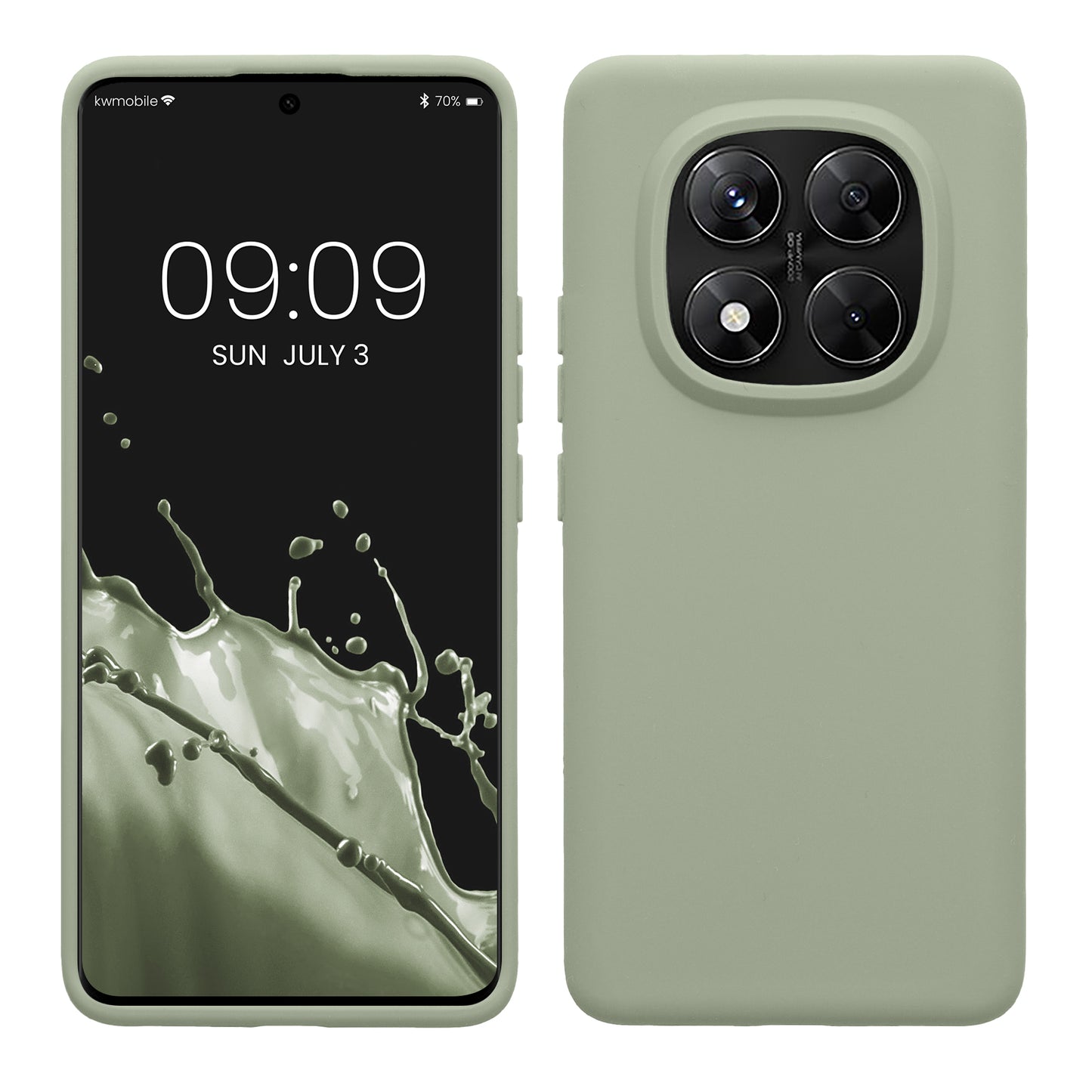 kwmobile Handyhülle für Xiaomi Redmi Note 14 Pro 5G / Redmi Note 14 Pro+ 5G / Poco X7 Hülle - Case Silikon - Kabelloses Laden - Schutzhülle Cover in Graugrün Graugrün  