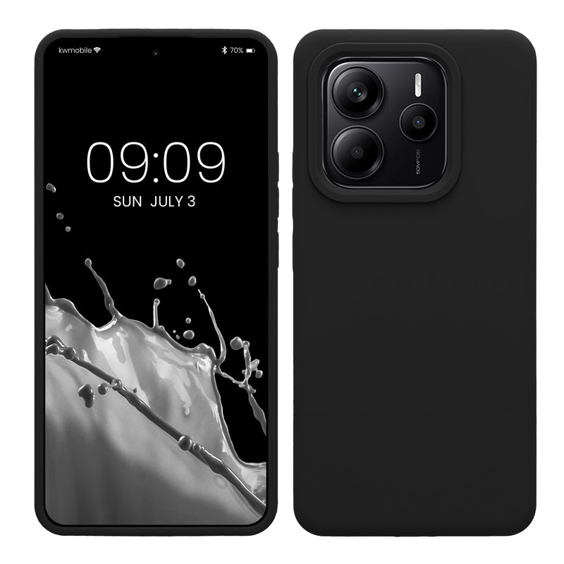 kwmobile Handyhülle für Xiaomi Redmi Note 14 5G (Nicht für 4G) Hülle - Case Silikon - Kabelloses Laden - Schutzhülle Cover in Schwarz Schwarz  
