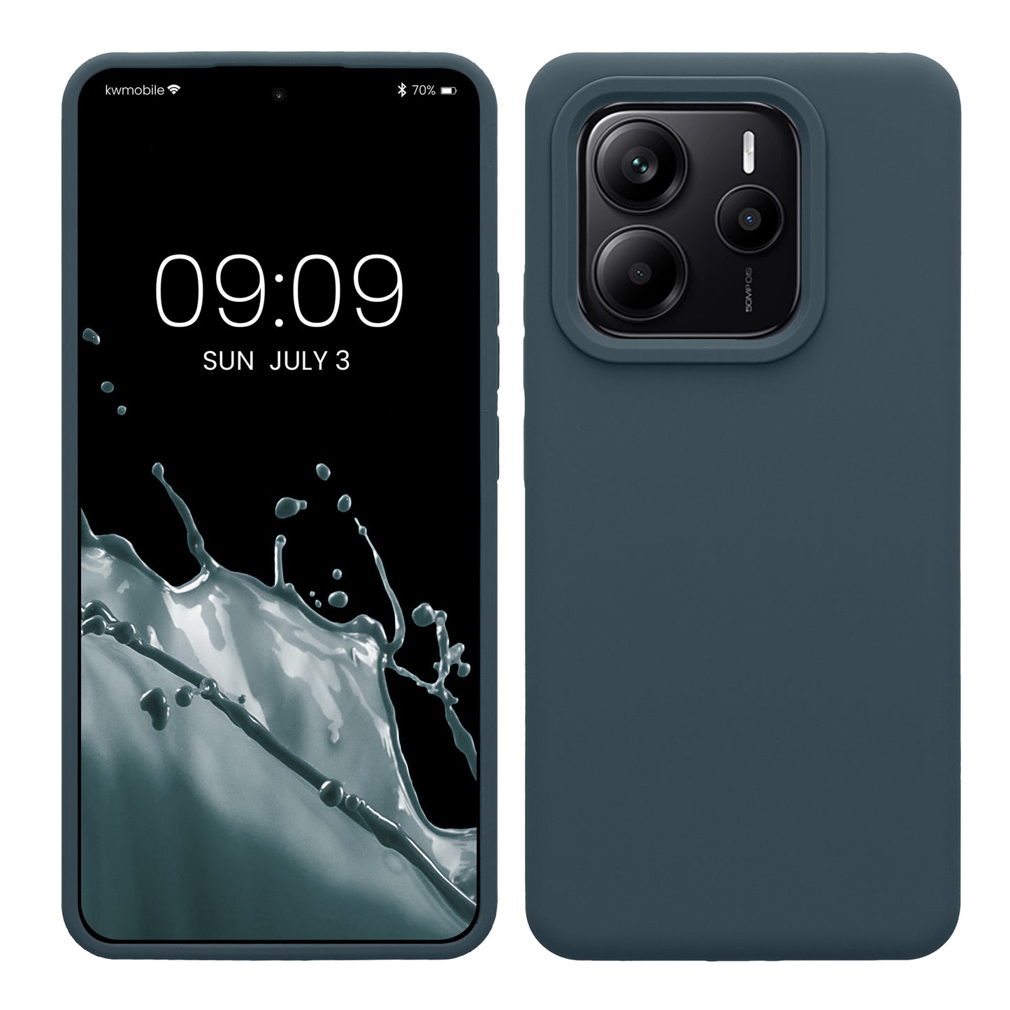 kwmobile Handyhülle für Xiaomi Redmi Note 14 5G (Nicht für 4G) Hülle - Case Silikon - Kabelloses Laden - Schutzhülle Cover in Dunkler Schiefer Dunkler Schiefer  