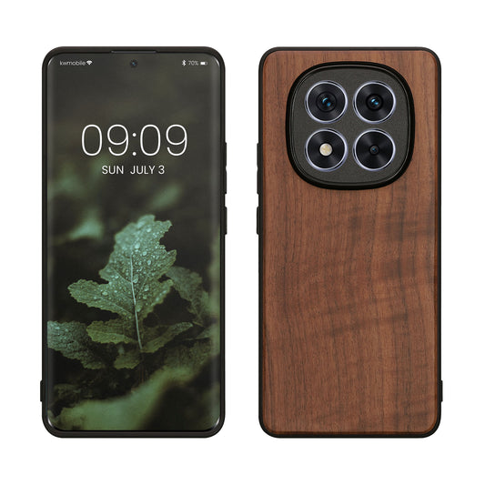 kwmobile Handyhülle für Xiaomi Redmi Note 14 Pro+ 5G / Redmi Note 14 Pro Plus 5G Hülle Holz - Case mit TPU Bumper - Stoßfestes Hardcase - Schutzhülle Cover in Dunkelbraun Dunkelbraun  