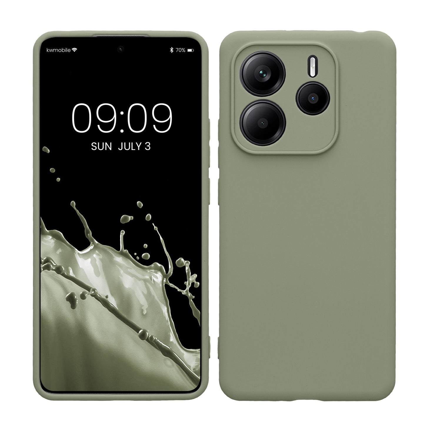 kwmobile Handyhülle für Xiaomi Redmi Note 14 5G (Nicht für 4G) Hülle - weiches Handy Silikon Case - Schutzhülle Cover - Graugrün Graugrün  