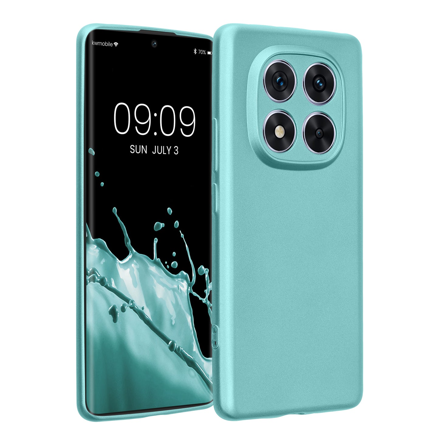 kwmobile Handyhülle für Xiaomi Redmi Note 14 Pro 5G / Poco X7 Hülle - weiche Silikon Case metallisch schimmernd - Schutzhülle Cover - Metallic Mintgrün Metallic Mintgrün  