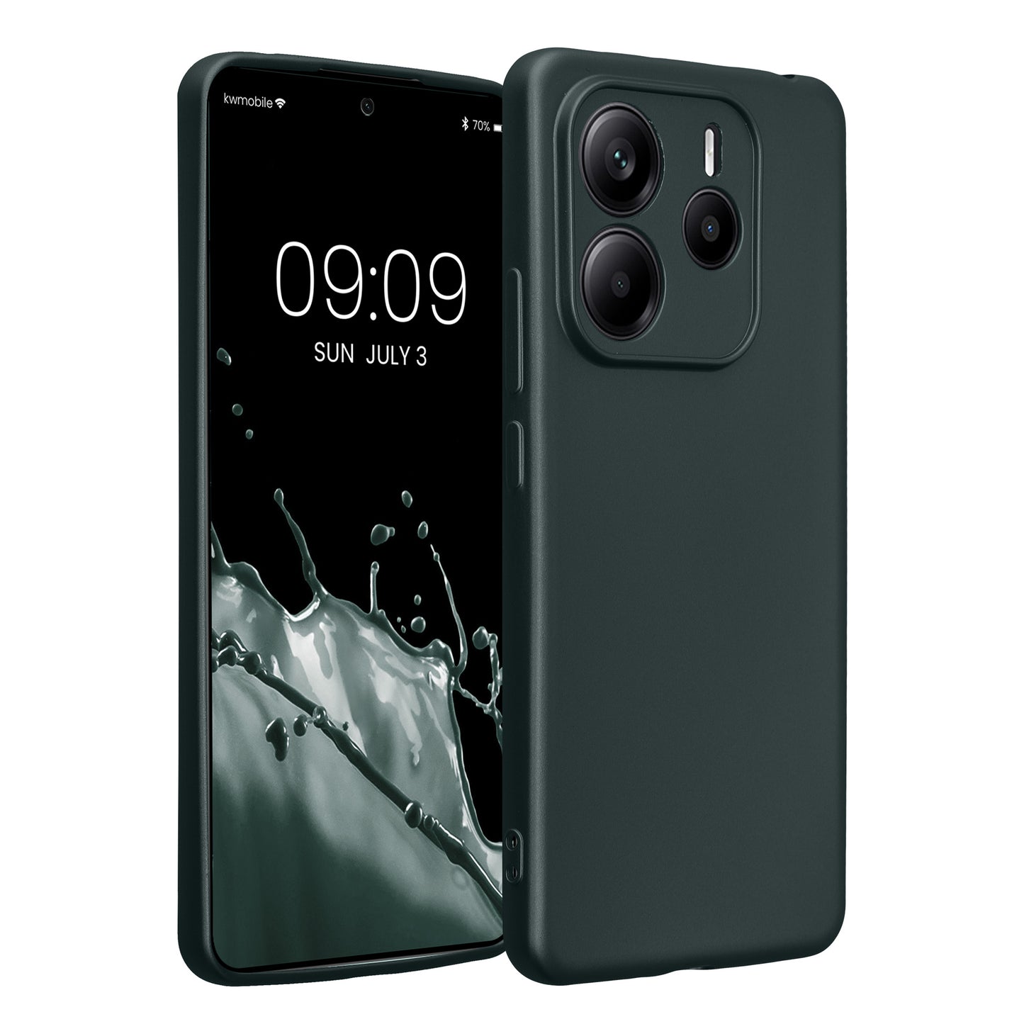 kwmobile Handyhülle für Xiaomi Redmi Note 14 5G (Nicht für 4G) Hülle - weiche Silikon Case metallisch schimmernd - Schutzhülle Cover - Metallic Petrol Metallic Petrol  