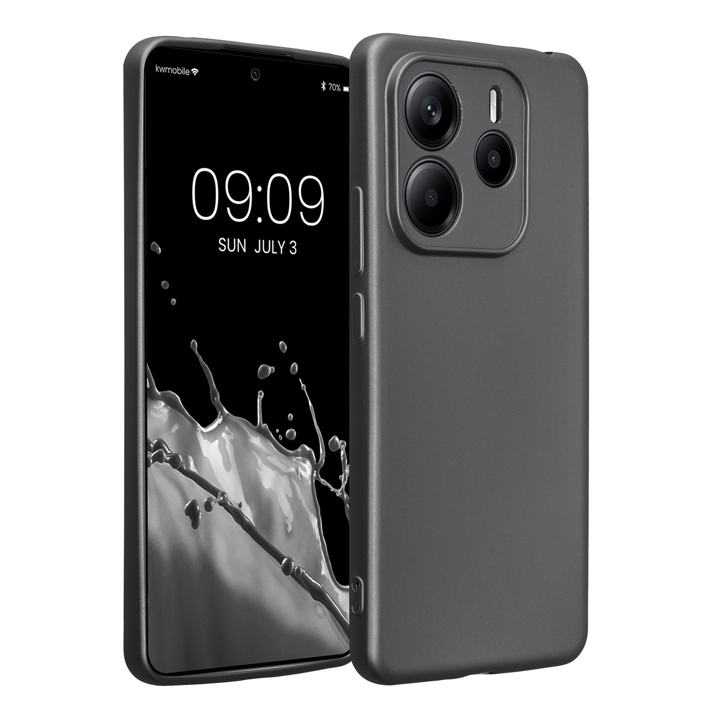 kwmobile Handyhülle für Xiaomi Redmi Note 14 5G (Nicht für 4G) Hülle - weiche Silikon Case metallisch schimmernd - Schutzhülle Cover - Metallic Grau Metallic Grau  