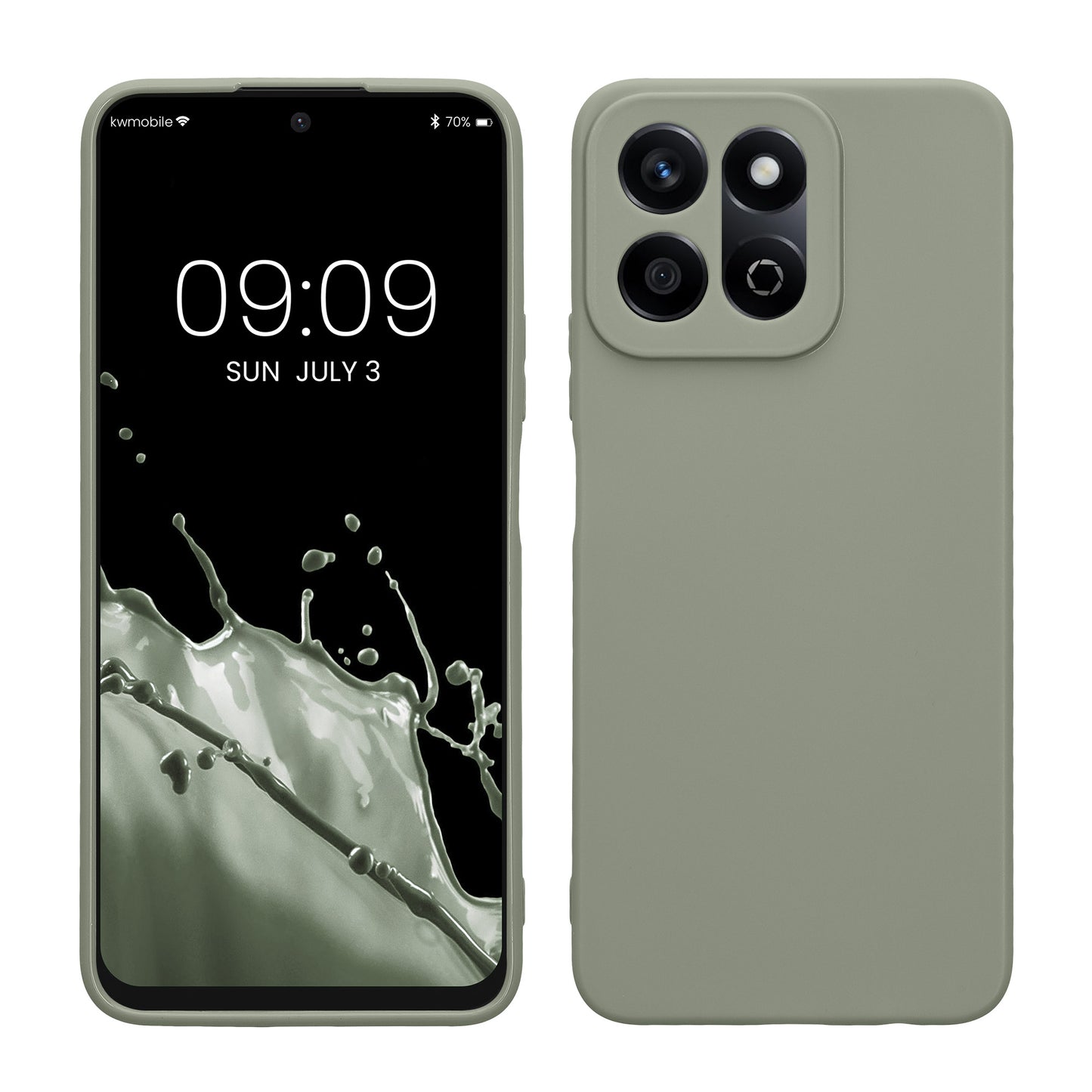 kwmobile Handyhülle für HONOR 200 Smart 5G / X7C 4G Hülle - weiches Handy Silikon Case - Schutzhülle Cover - Graugrün Graugrün  