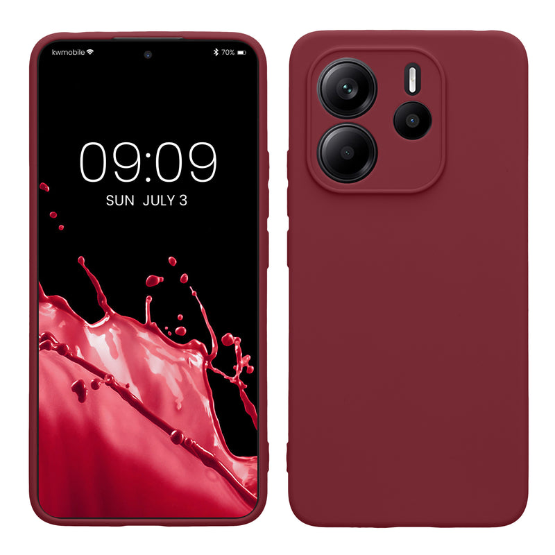 kwmobile Handyhülle für Xiaomi Redmi Note 14 4G (Nicht für 5G) Hülle - weiches Handy Silikon Case - Schutzhülle Cover - Bordeaux Violett Bordeaux Violett  