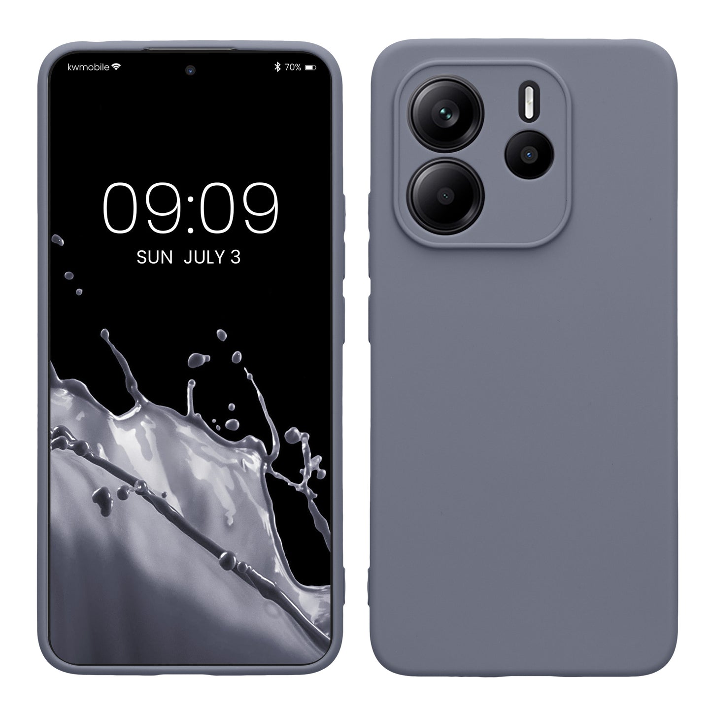 kwmobile Handyhülle für Xiaomi Redmi Note 14 4G (Nicht für 5G) Hülle - weiches Handy Silikon Case - Schutzhülle Cover - Blaugrau Blaugrau  