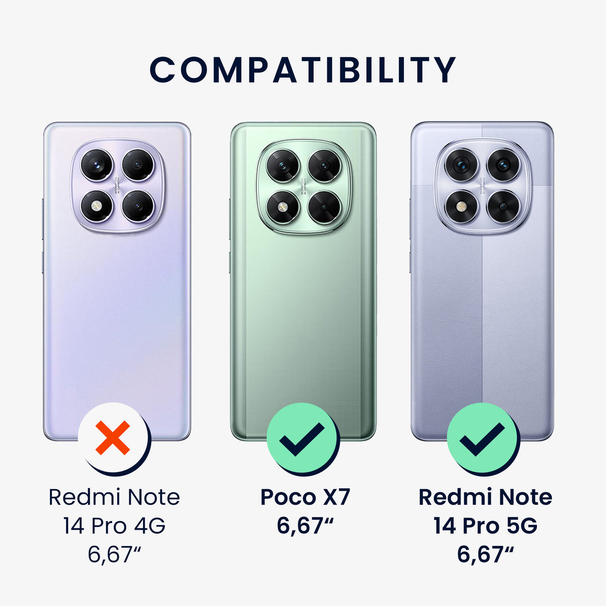 kwmobile Handyhülle kompatibel mit Xiaomi Redmi Note 14 Pro 5G / Poco X7 - Softcase mit Kameraschutz - Kartenfach