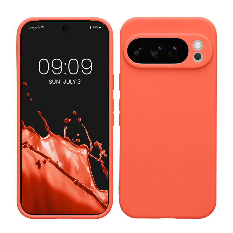 kwmobile Handyhülle für Google Pixel 10 Pro Hülle - weiches Handy Silikon Case - Schutzhülle Cover - Leuchtende Koralle Leuchtende Koralle  