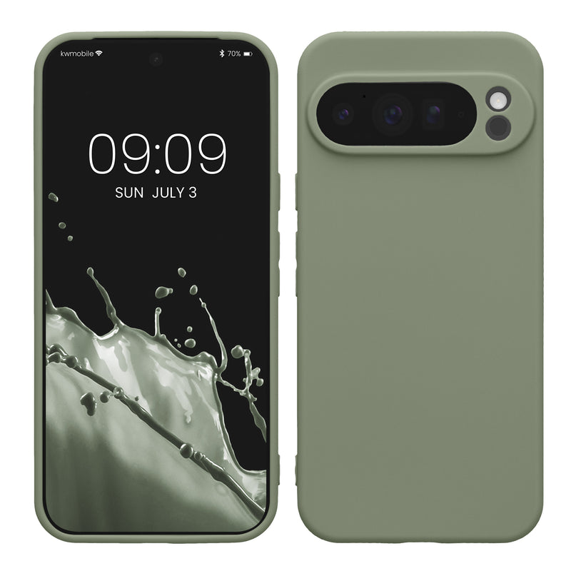 kwmobile Handyhülle für Google Pixel 10 Pro XL Hülle - weiches Handy Silikon Case - Schutzhülle Cover - Graugrün Graugrün  