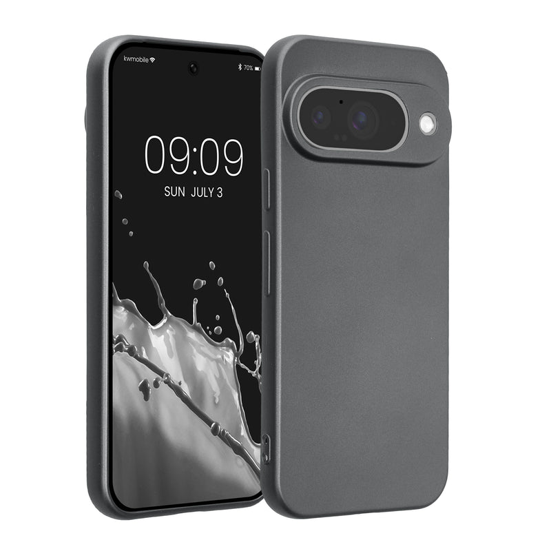 kwmobile Handyhülle für Google Pixel 10 Hülle - weiche Silikon Case metallisch schimmernd - Schutzhülle Cover - Metallic Grau Metallic Grau  