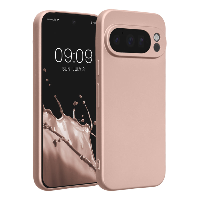 kwmobile Handyhülle für Google Pixel 10 Pro Hülle - weiche Silikon Case metallisch schimmernd - Schutzhülle Cover - Metallic Rosegold Metallic Rosegold  