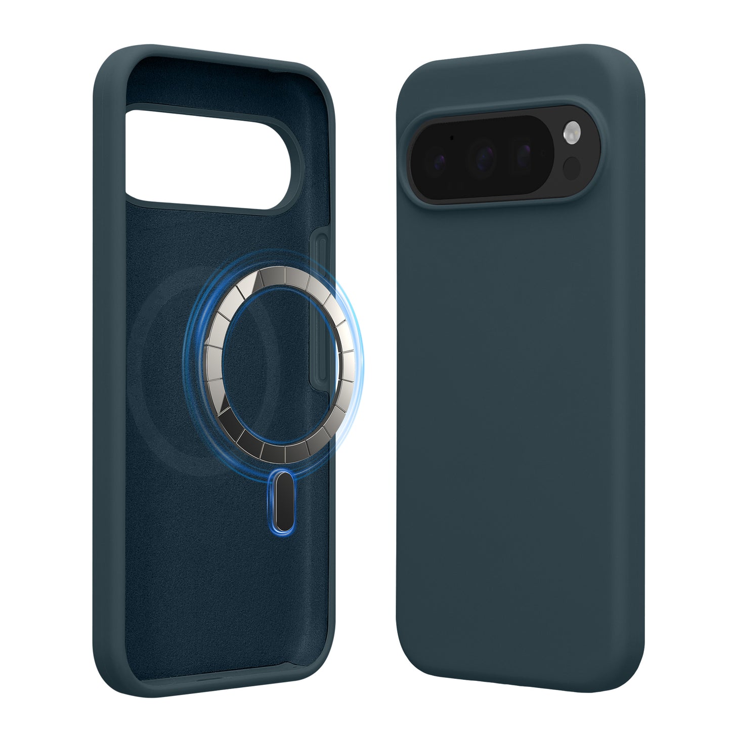 kwmobile Hülle kompatibel mit Google Pixel 10 Pro XL Hülle - magnetisches Silikon Case kompatibel mit MagSafe - Cover gummiert Dunkler Schiefer Dunkler Schiefer  